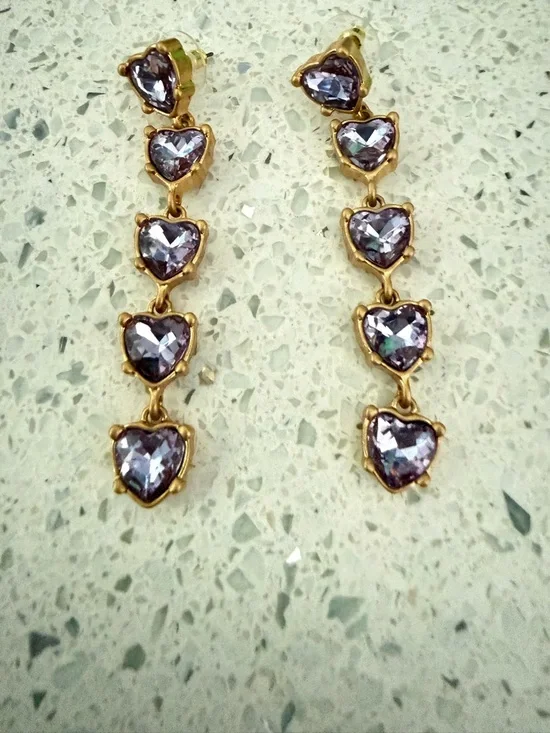 Oscar de la Renta heart shaped crystal earrings - Picture 6 of 7